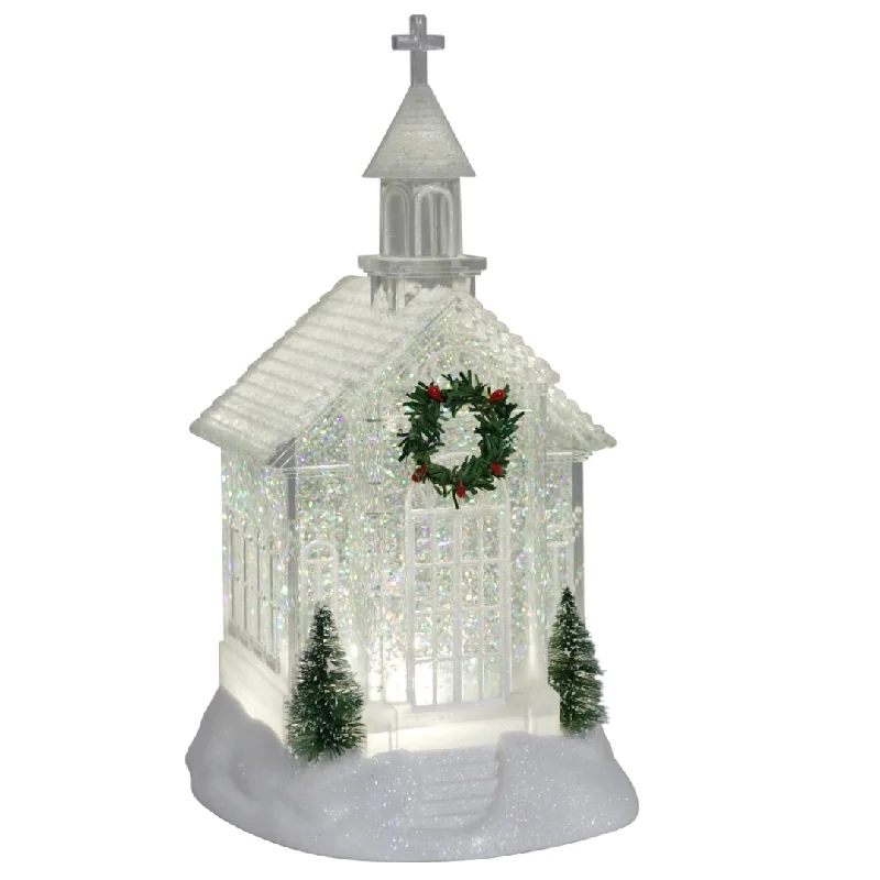 Glitter Light Up Church 10.6" Water Lantern