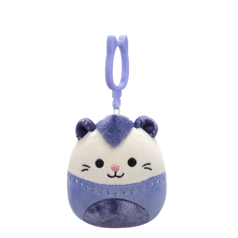 Squishmallow Blanche the Cream and Purple Tonal Possum with Purple Velvet Accents 3.5" Clip Stuffed Plush by Jazwares