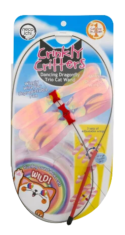 Necoichi Crinkly Critters Dancing Dragonfly Trio Cat Wand