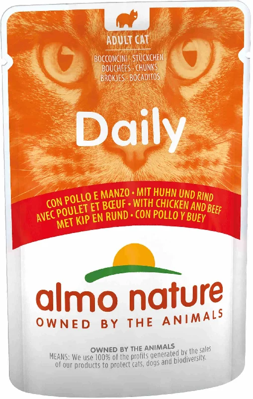 ALMO NATURE DAILY Plic pentru pisici, cu pui şi vită 70g