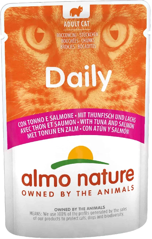 ALMO NATURE DAILY Plic pentru pisici, cu ton şi somon 70g