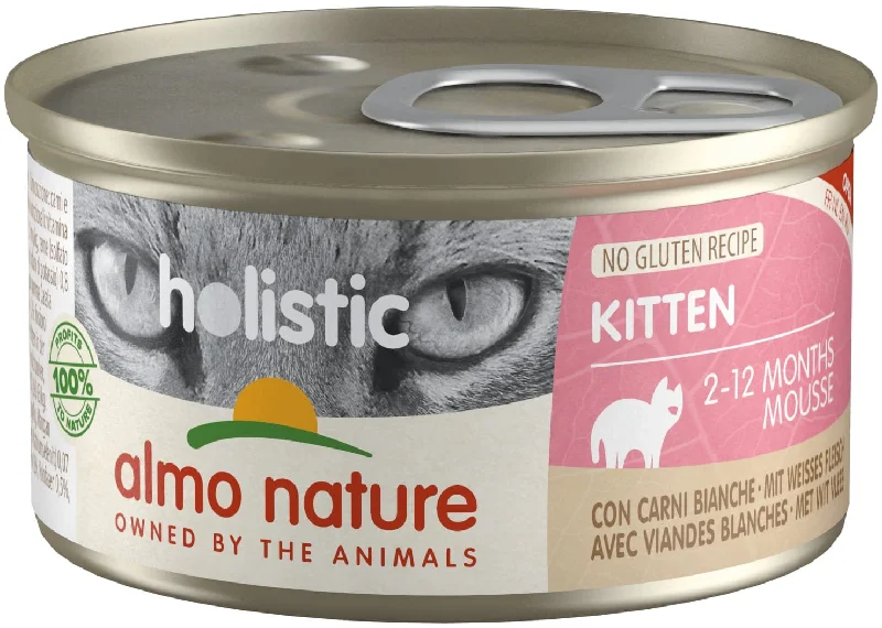 ALMO NATURE HOLISTIC Conservă pentru KITTEN, cu carne albă 85g