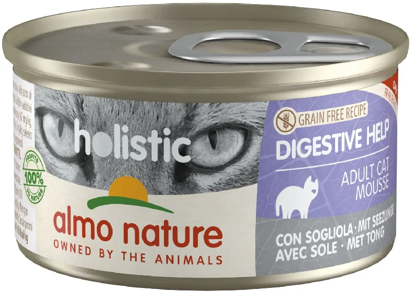 ALMO NATURE HOLISTIC Conservă pisici Digestive Help, cu peşte Limbă-de-mare 85g