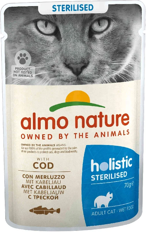 ALMO NATURE HOLISTIC Plic pentru pisici sterilizate, cu cod 70g