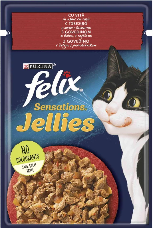 FELIX Sensations Jellies, s govedinom u želeu, s rajčicom, 85g