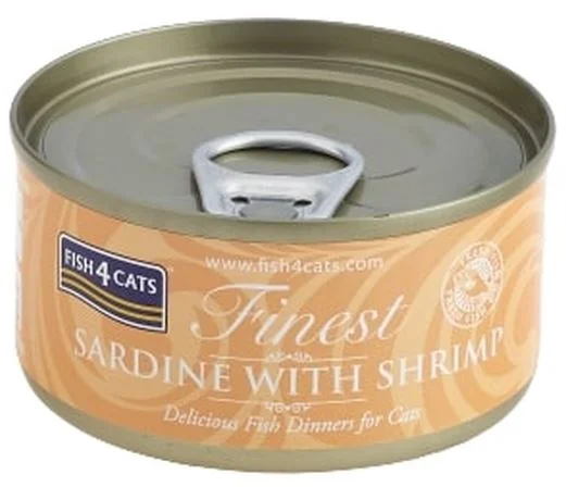 FISH4CATS Finest Conservă pentru pisici, cu Sardine şi Creveţi 70g