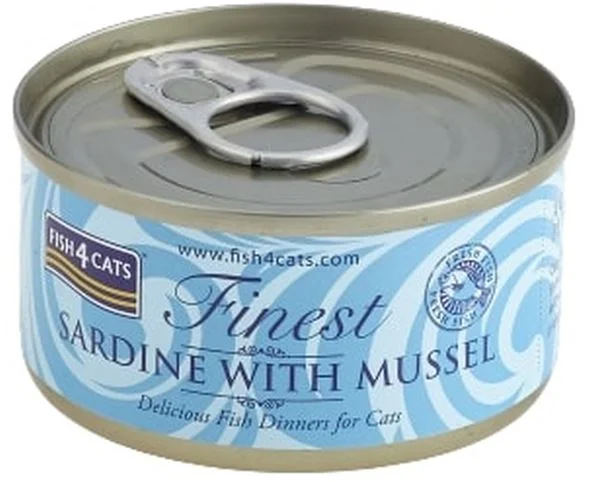 FISH4CATS Finest Conservă pentru pisici, cu Sardine şi Midii 70g