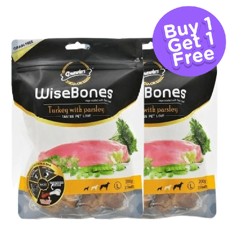 Gnawlers WiseBones Large Turkey with Parsley Dog Treats (Buy 1 Get 1) (Limited Shelf Life)