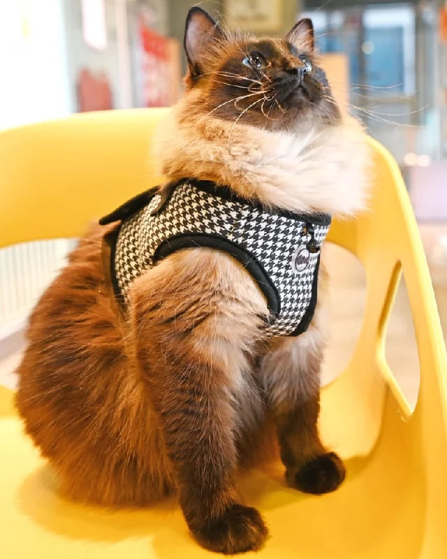 Houndstooth Step-In Cat Harness (FINAL SALE)