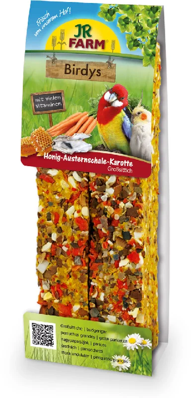 JR FARM Birdys Štapić s mrkvom, medom i oklopom kamenica, za male papige, 260g