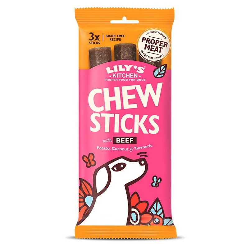 LILY'S KITCHEN Chew Sticks s govedinom, krumpirom i kokosom, bez žit., 3 kom, 1