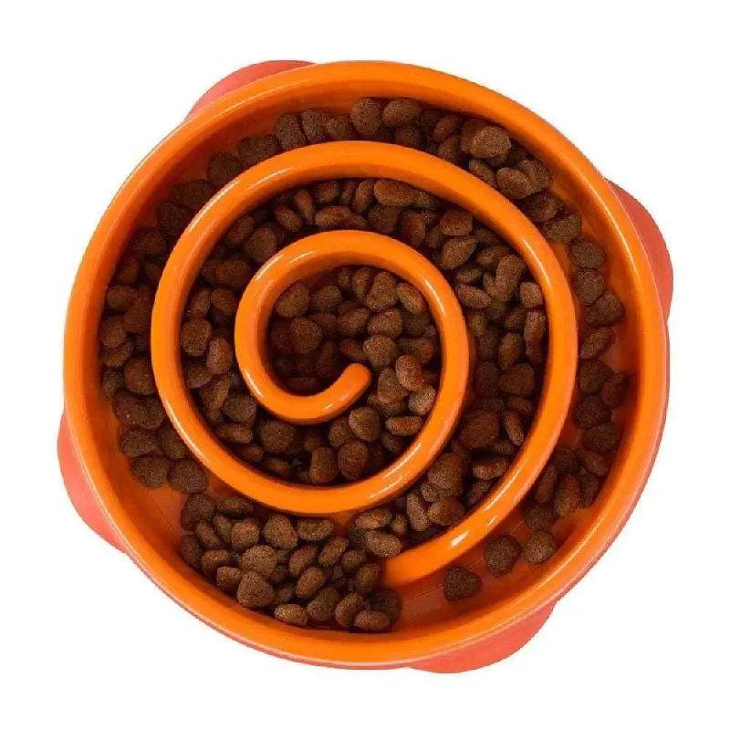 Outward Hound® Fun Feeder Slo-Bowl Mini for Dog Orange Color 1.4 Lbs