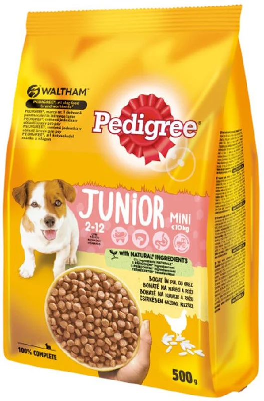 PEDIGREE Hrană uscată pentru căţei JUNIOR Mini, cu Pui şi Orez 500g