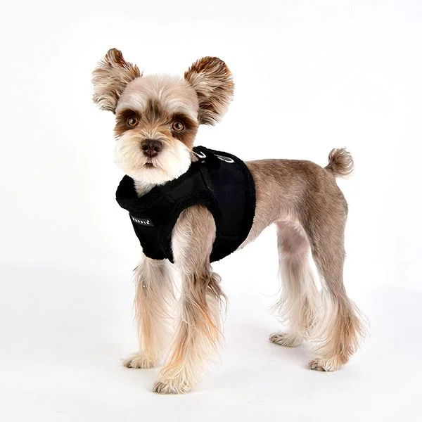 Suede + Shearling Step-In Dog Harness in Black (FINAL SALE)