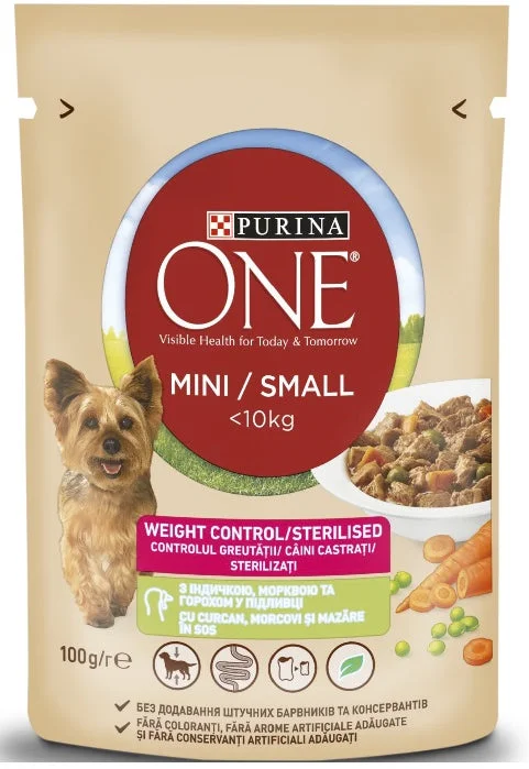 PURINA ONE Mini Plic hrană umeda pentru câini, Curcan/Morcov 100g