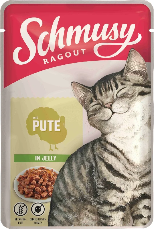 SCHMUSY Ragout Plic pentru pisici, Curcan în gelatină 100g