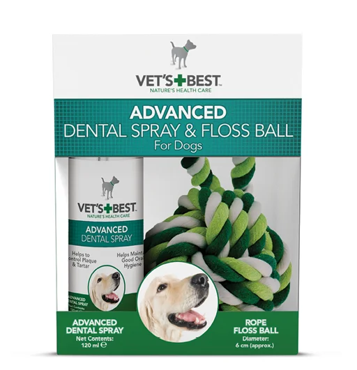 Vets Best Advanced Dental Spray & Floss Ball For Dogs 120ml