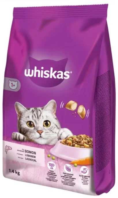 WHISKAS Hrană uscată pentru pisici Adulte, cu Somon 1,4kg