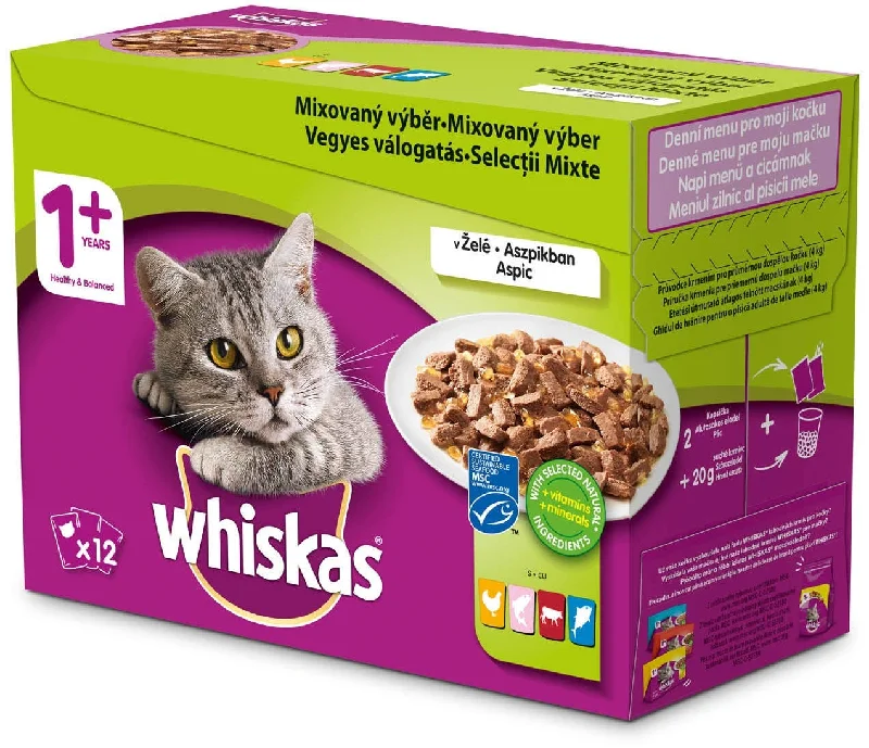 WHISKAS Pachet plicuri Peste si Carne Mixate12x100g